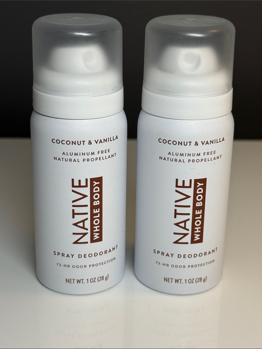Native Coconut & Vanilla Spray Deodorant - set of 2 minis, new/unused